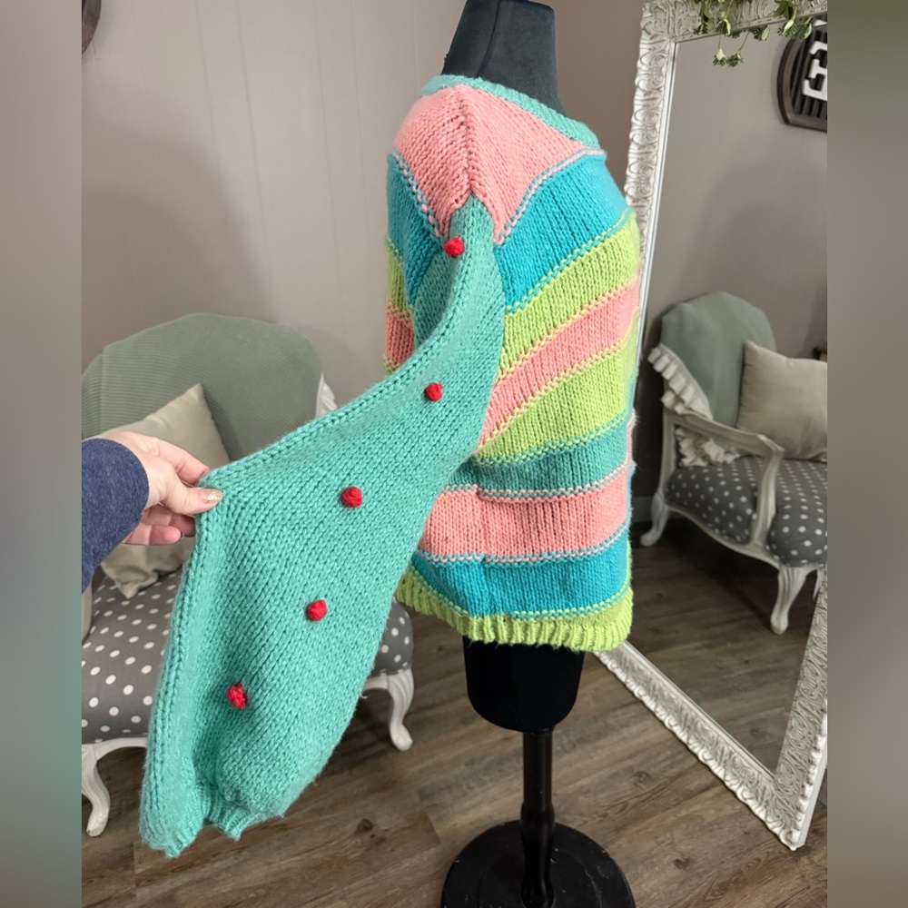 Umgee • Striped Color Block Pom Pom Sweater - Picture 13 of 14